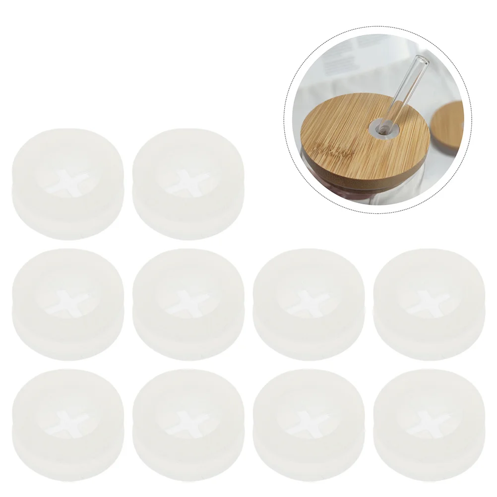 10 Pcs Silicone Straw Stopper Shot Hole Plugs for Lid Wooden Cover Mason Jar Grommet Holes Grommets Silica Gel Fixed