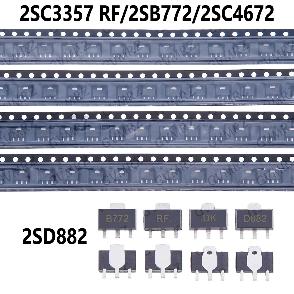20/50/100/1000PCS 2SB772 2SD882 SOT89 2SB772 2SD882 2SC4672 2SC3357 RF SOT-89 B772 D882 C4672 C3357 RF SOT89