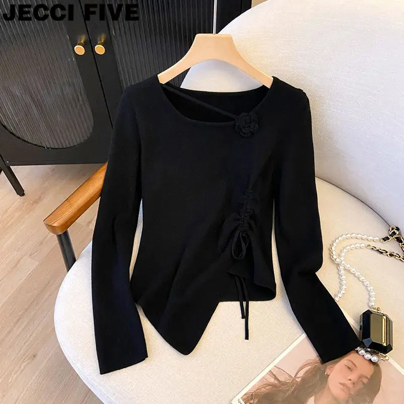 

Американская ретро модная лоскутная футболка из двух частей с длинными рукавами для женщин, новый дизайн, утягивающий топ