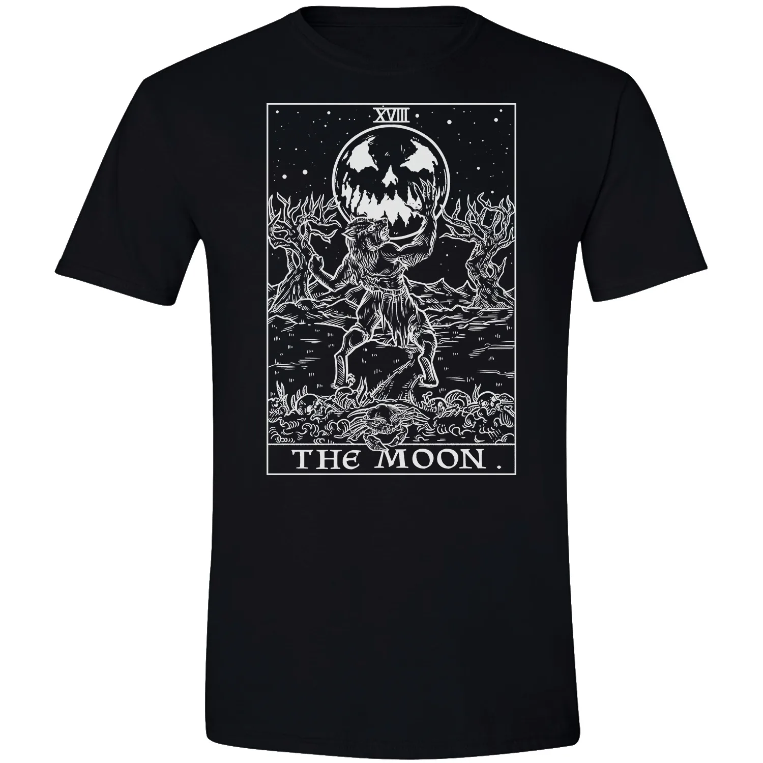 the Moon Tarot Card Shirt Halloween Werewolf Goth Witch Tee Gothic Horror Tshirt