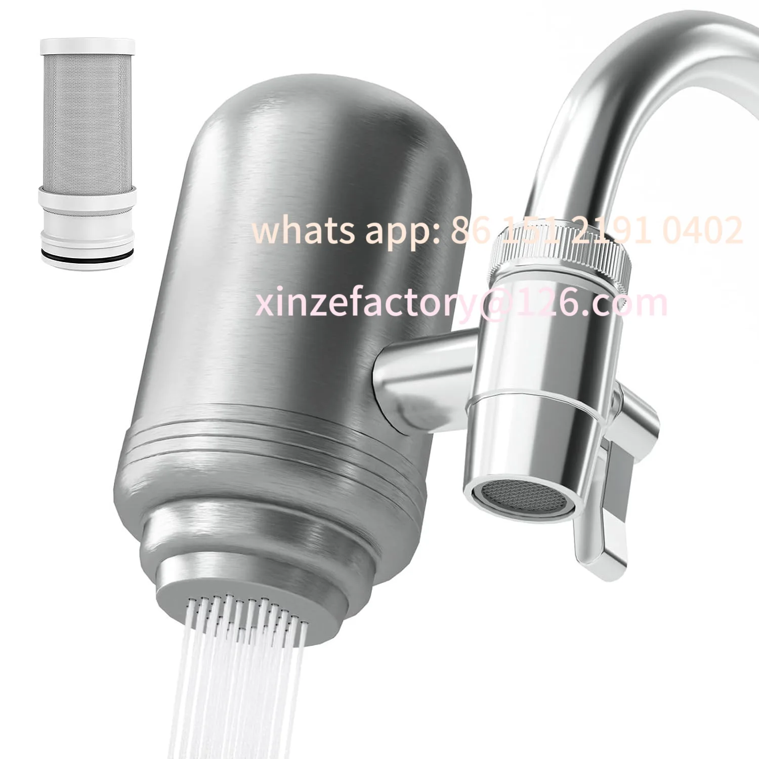 

Customizable 1-Pack Faucet Water Filter, 304 Stainless Steel, Tool-Free Install, Removes Lead, Chlorine, Odors, Fits Kitchen/Bat