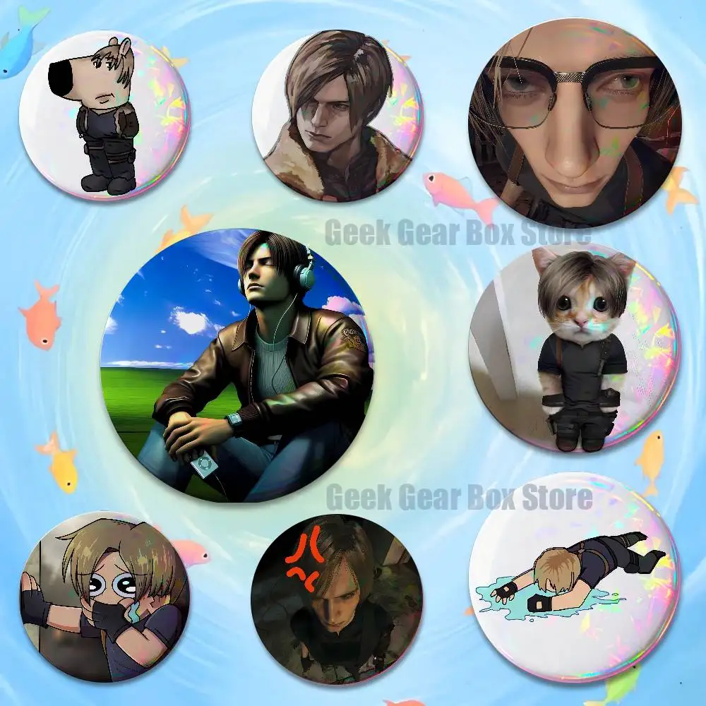 

Cartoon Leon Kennedy Creative Round Badge Button Pin Bag Decor Fans Collection Friends Gift Brooch