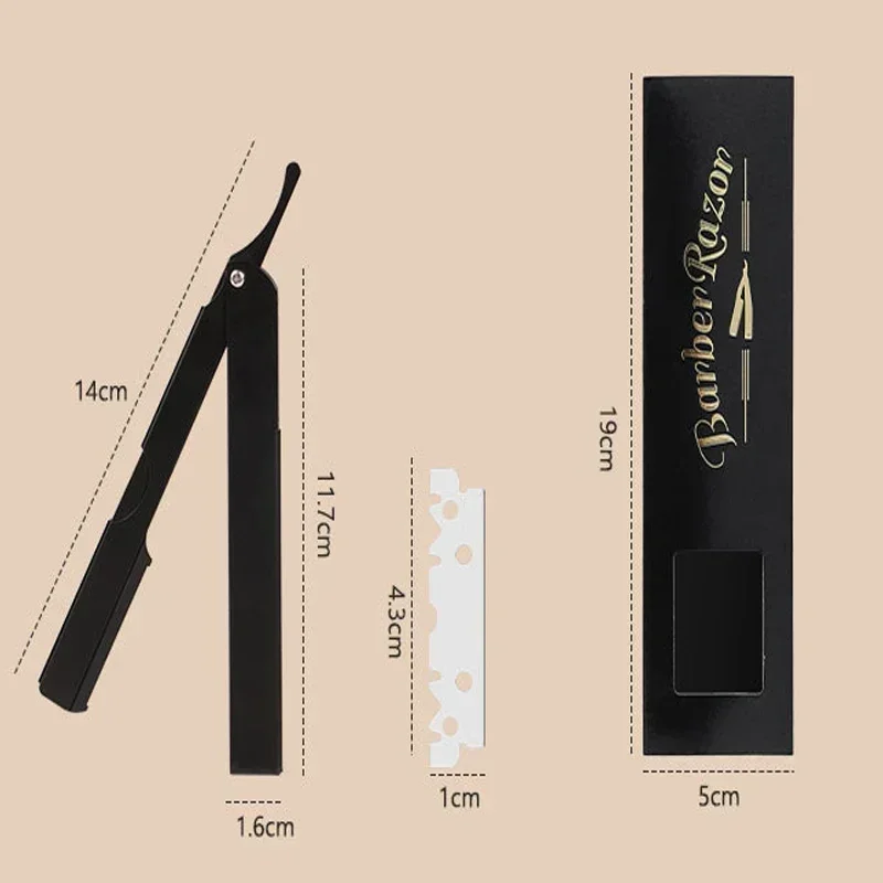 男性用のプロの安全かみそり,折りたたみ式アルミニウム合金かみそり,理髪店の脱毛ツール,ストレート,バービアのナイフホルダー