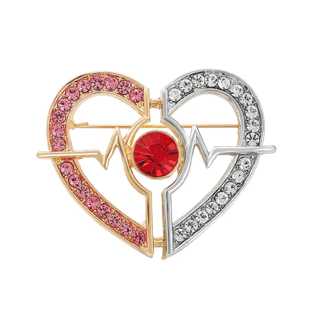 Heartbeat Warning Full Diamond Love Brooch Valentine's Day Limited Edition Love Pin Suit Coat Collar Decoration Gift Accessories