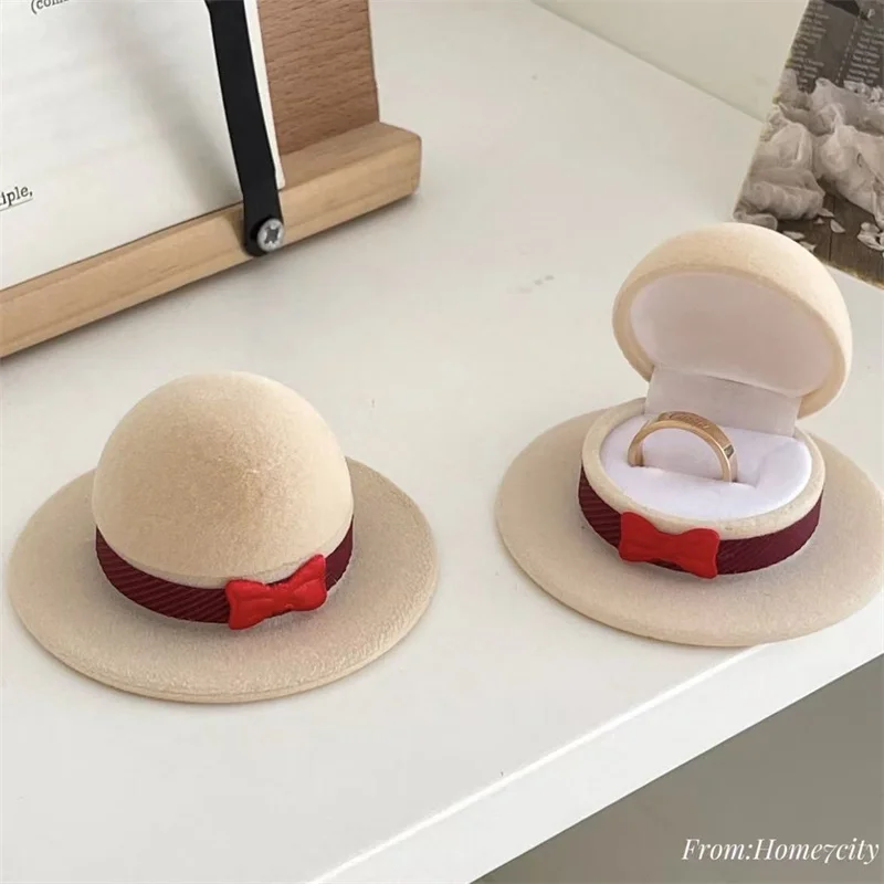 Cowboy Hat Jewelry Box Vintage Velvet Western Style Jewelry Storage Wedding Engagement Decor Valentine's Day Gift Storage