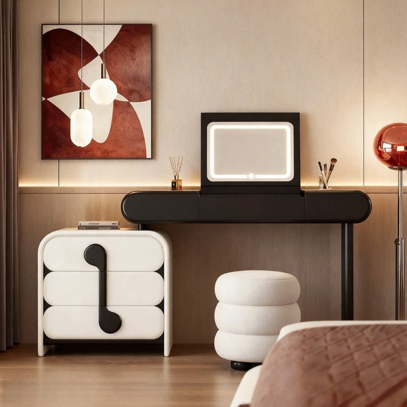 Solid wood dresser chest storage integrated small retro flip mirror small apartment master bedroom makeup dressing table