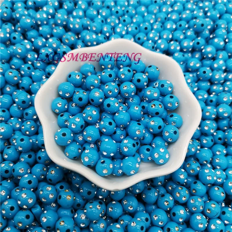 50 piece/lot 8mm Bright Shiny Round Acrylic Loose Spacer DIY Beads For Jewelry Findings  making Bracelet