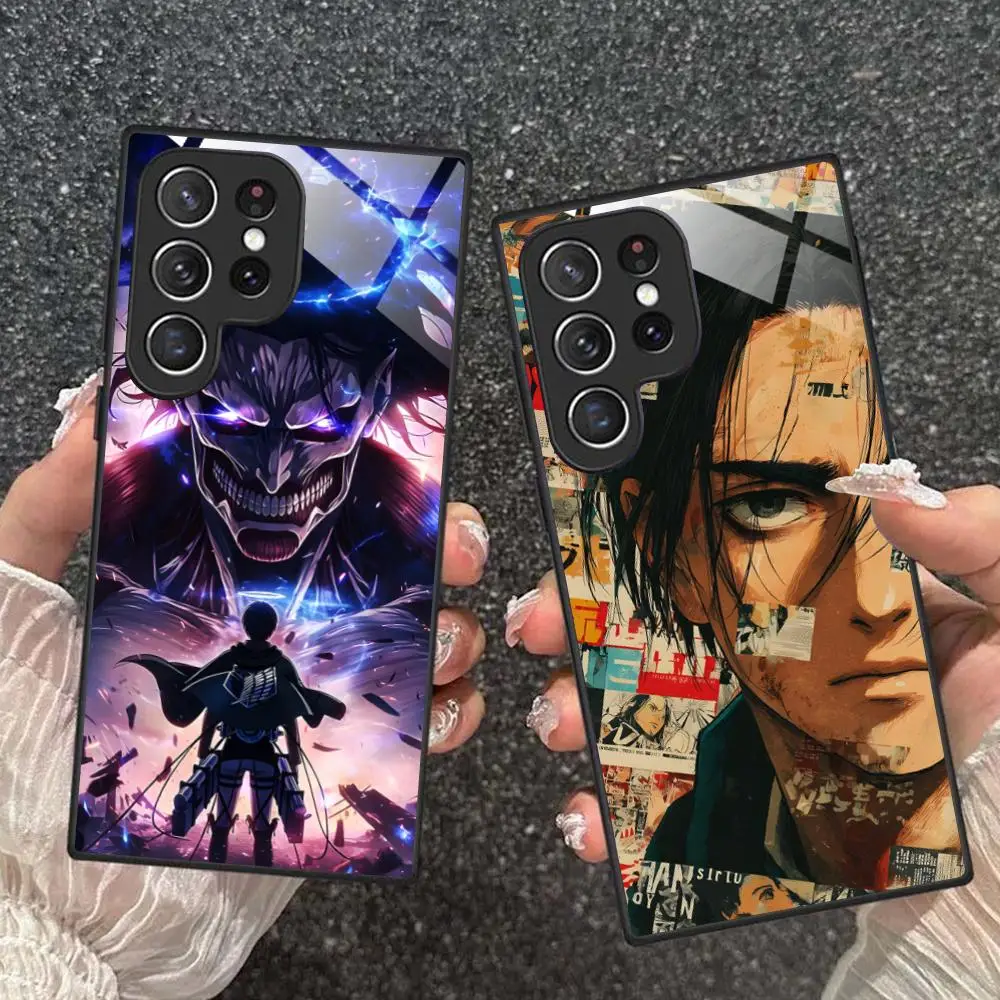 AOT Eren Yeager Handyhülle für Samsung Galaxy S26 S25 S24 S23 S22 S21 S20 Note20 Plus FE Ultra Glas-Schutzhülle