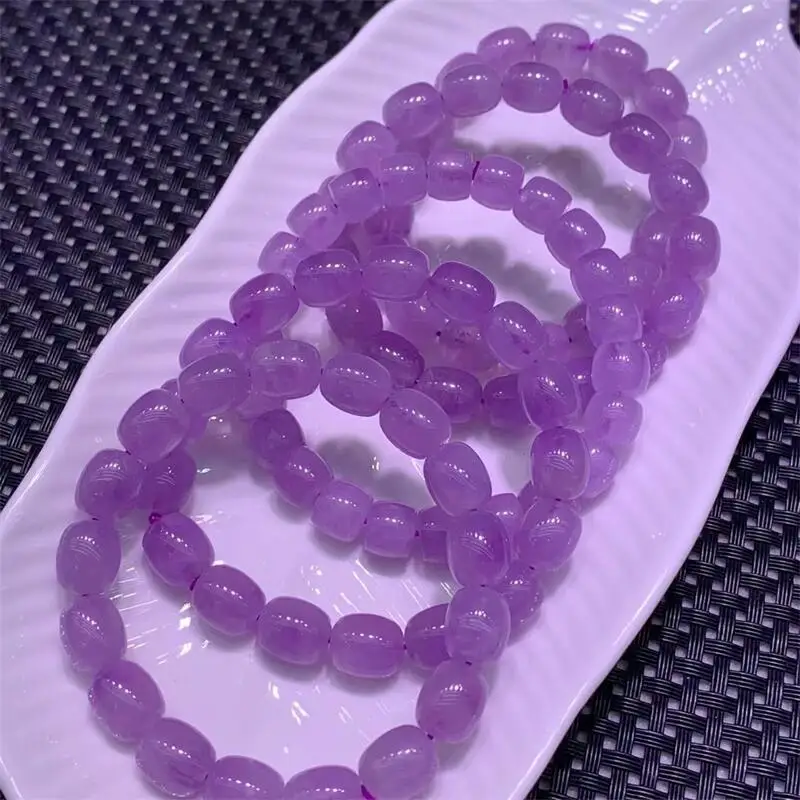 Natural Lavender Amethyst Bucket Bead Bracelet Handmade Reiki Crystal Fortune Energy Mineral Woman Jewelry Gift 1PCS