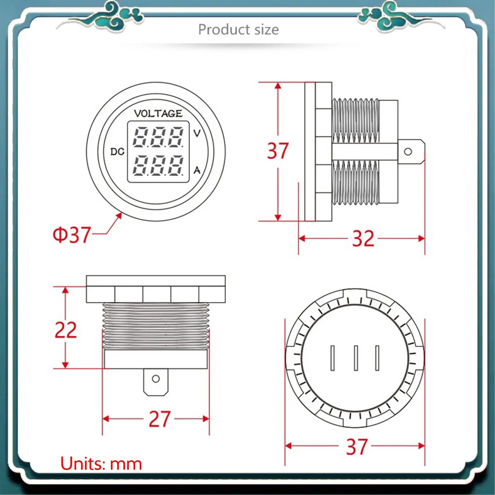 

ABTU-автомобильный светодиодный цифровой вольтметр постоянного тока 12 В/24 В светодиодный двойной вольтметр амперметр датчик напряжения для автомобиля лодки универсальный водонепроницаемый