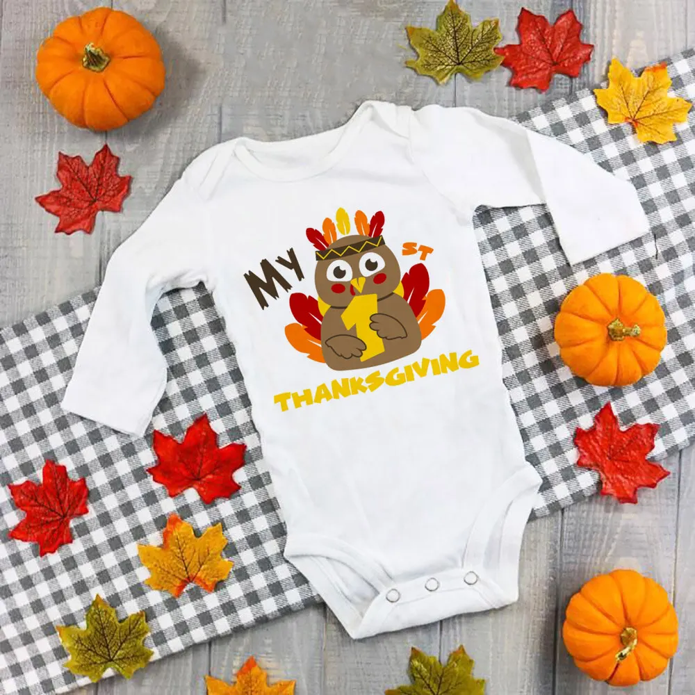 My First Thanksgiving Baby Bodysuit Infant Turkey Romper Girl Boy Cute Clothes Thanksgiving Baby Gift Fall Toddler Jumpsuit