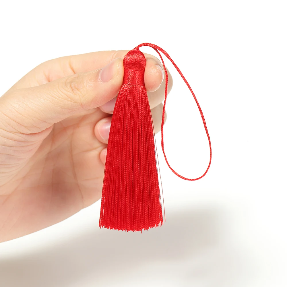 5 Stück 8cm Quasten-Ohrringe aus Polyesterseide, Bürstenanhänger, Ohrring-Charm, Satin-Quaste, DIY-Schmuckzubehör, handgefertigtes Kunsthandwerk – Detail 7