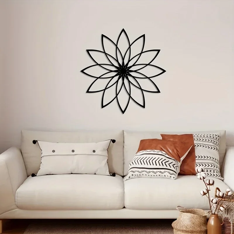 Hello young geometrische Blume schwarz Metall Wandbehang Dekoration Handwerk Home Interior Wohnzimmer Badezimmer Dekoration Einweihung sparty