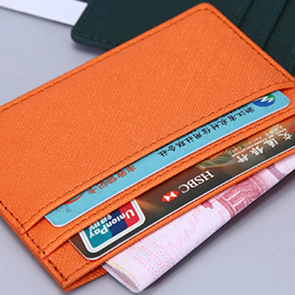 

PU Leather Men Double Sided Thin Bank Card Case Bag Business Wallet Slim Card Holder Coin Pouch