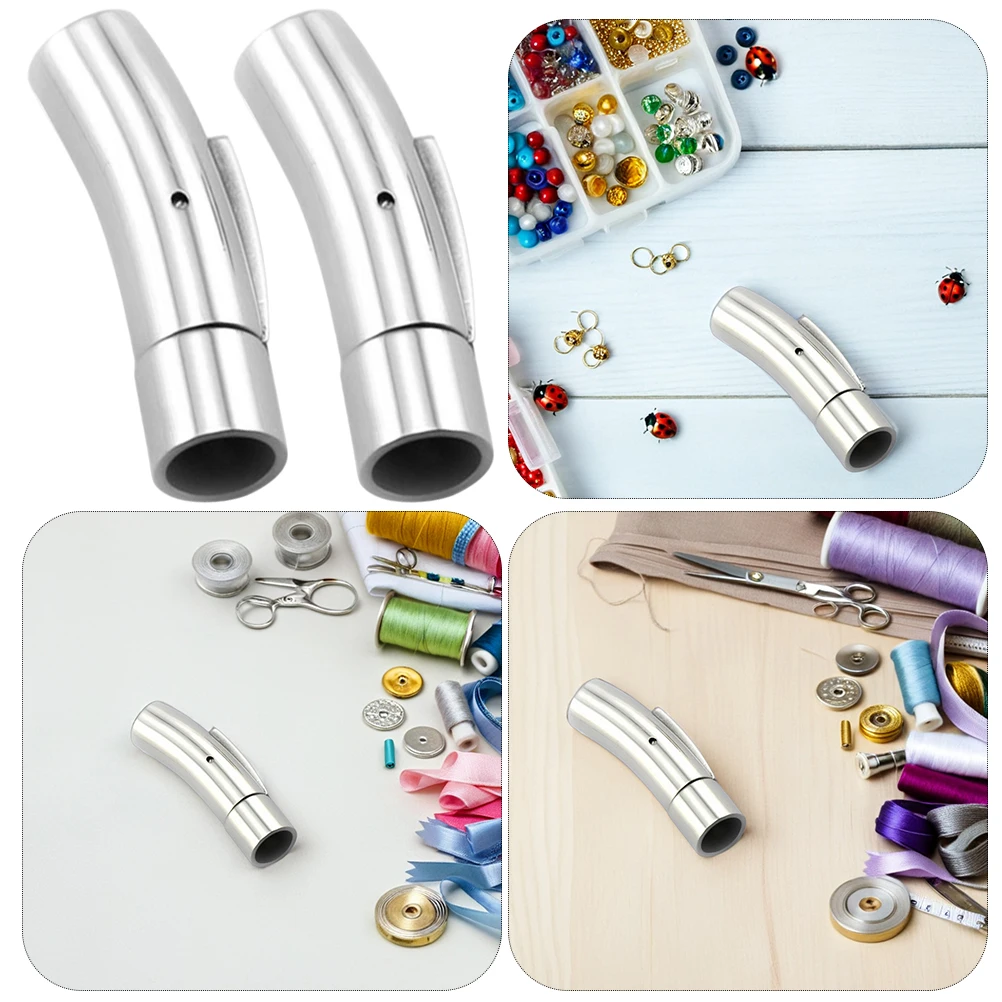 2 قطعة الفولاذ المقاوم للصدأ المشبك المغناطيسي 3 مللي متر قطر الحبل نهاية Diy بها بنفسك مستلزمات صناعة المجوهرات النيكل الحرة الكروم الرصاص الحرة