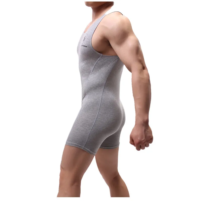 Mens Bodysuit Undershirts Sport Fitness Jumpsuits One-piece Leotard Wrestling Singlet Elastic Body Shaper Underwear Sportwear