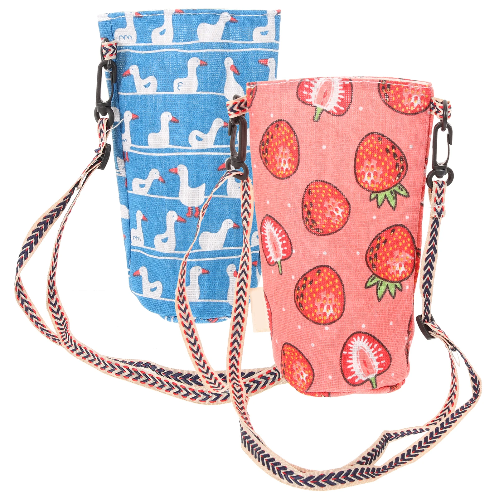 

2 Pcs Tote Bag Set Drinks Pouches Hiking Water Bottle Holder Carry Lanyard Bags