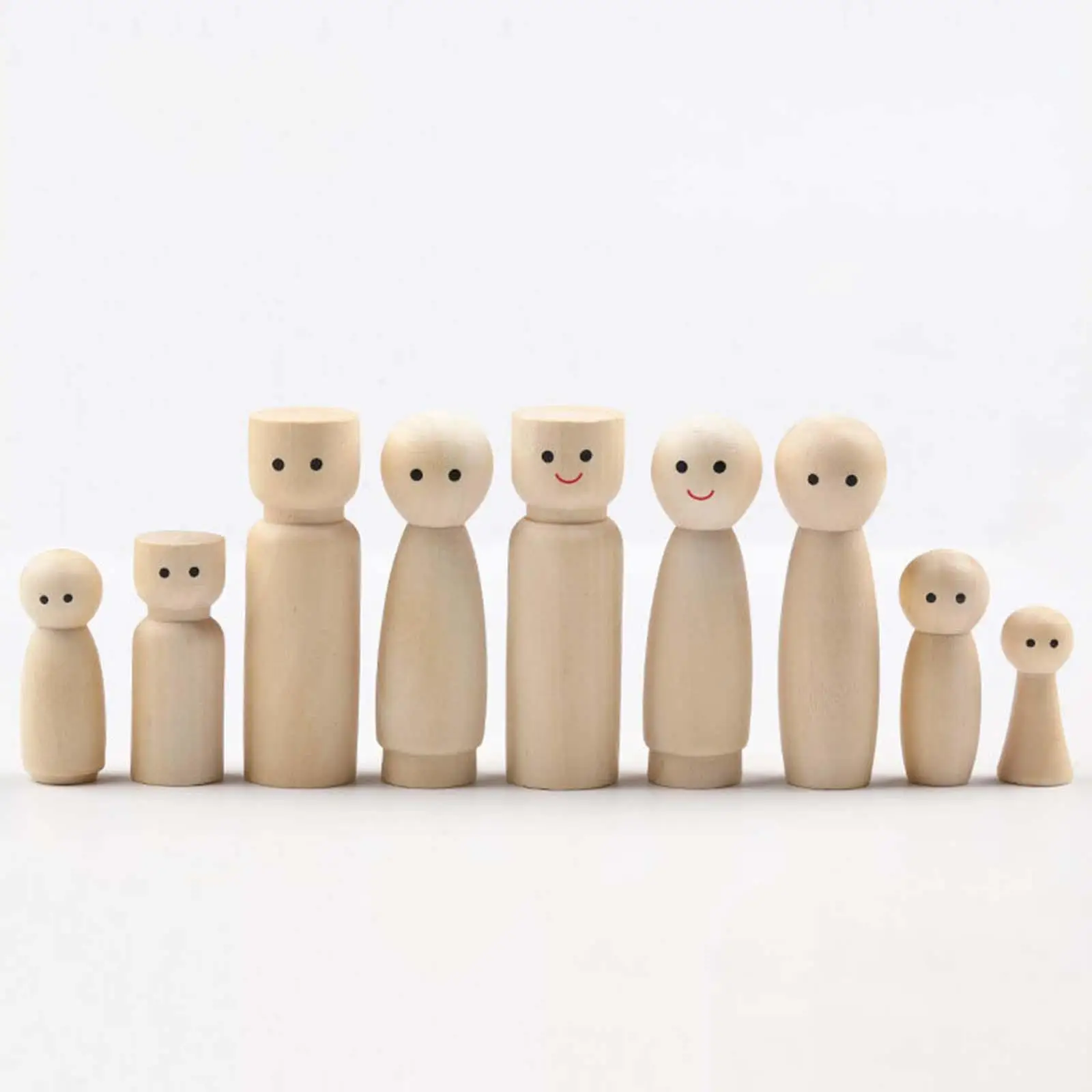 Bambola con pioli in legno naturale, statuetta di pittura fai-da-te per decorazioni domestiche e regali