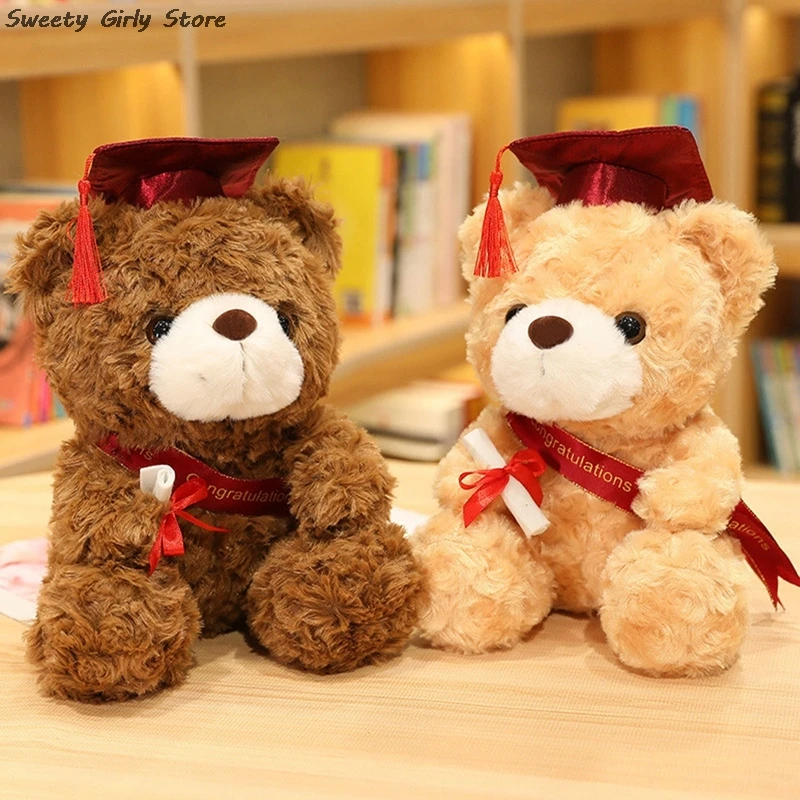 Oso de peluche de 23cm, muñeco de oso de graduación, accesorio de juego de rol, ceremonia escolar, regalo para estudiantes, decoración de escenario de actuación, encantador