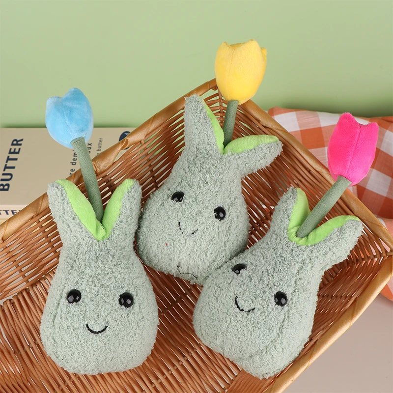 Plante verte tulipe en peluche pour la décoration de la maison, fleur en peluche, beurre créatif, dessin animé simulé, cadeaux de la fête des Léons