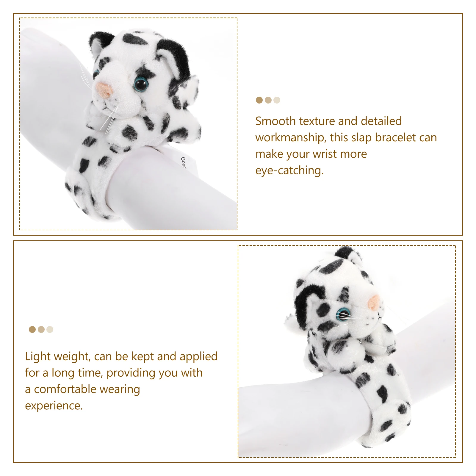 

Animal Slap Bracelets Kids Smooth Texture Jungle Theme Birthday Party Favors Snow Leopard Lightweight Comfortable Wear