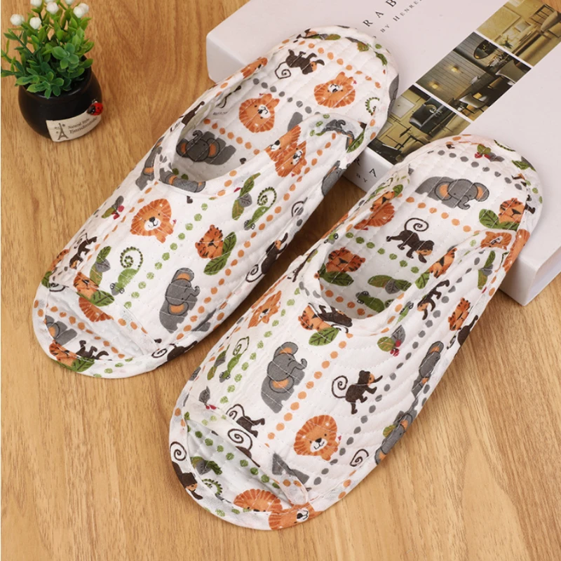 new Vintage Floral Home Shoes Cotton Fabric House Slipper Sewing Comfy Flats Indoor Soft Travel Korean Style Women's Slippers