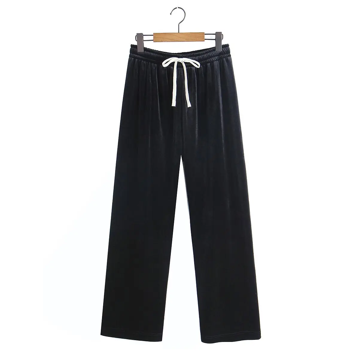 Pantalones informales de pierna ancha con terciopelo para mujer, ropa de talla grande, pantalones gruesos y cálidos con cordón, buena calidad, otoño e invierno, 2023