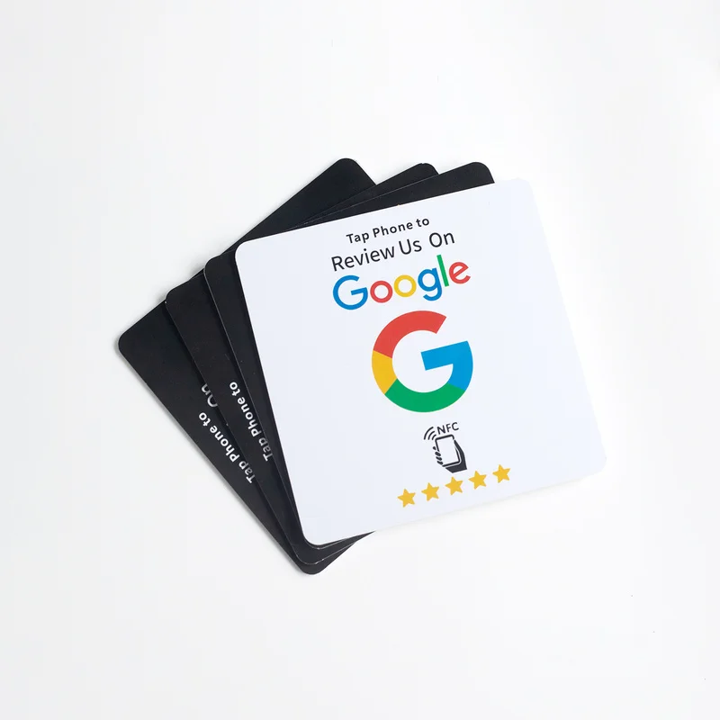 Google Review Tap NFC Sticker Square NTAG215 Adhesive Backing Tag For Business Social Media Shop Customer Feedback