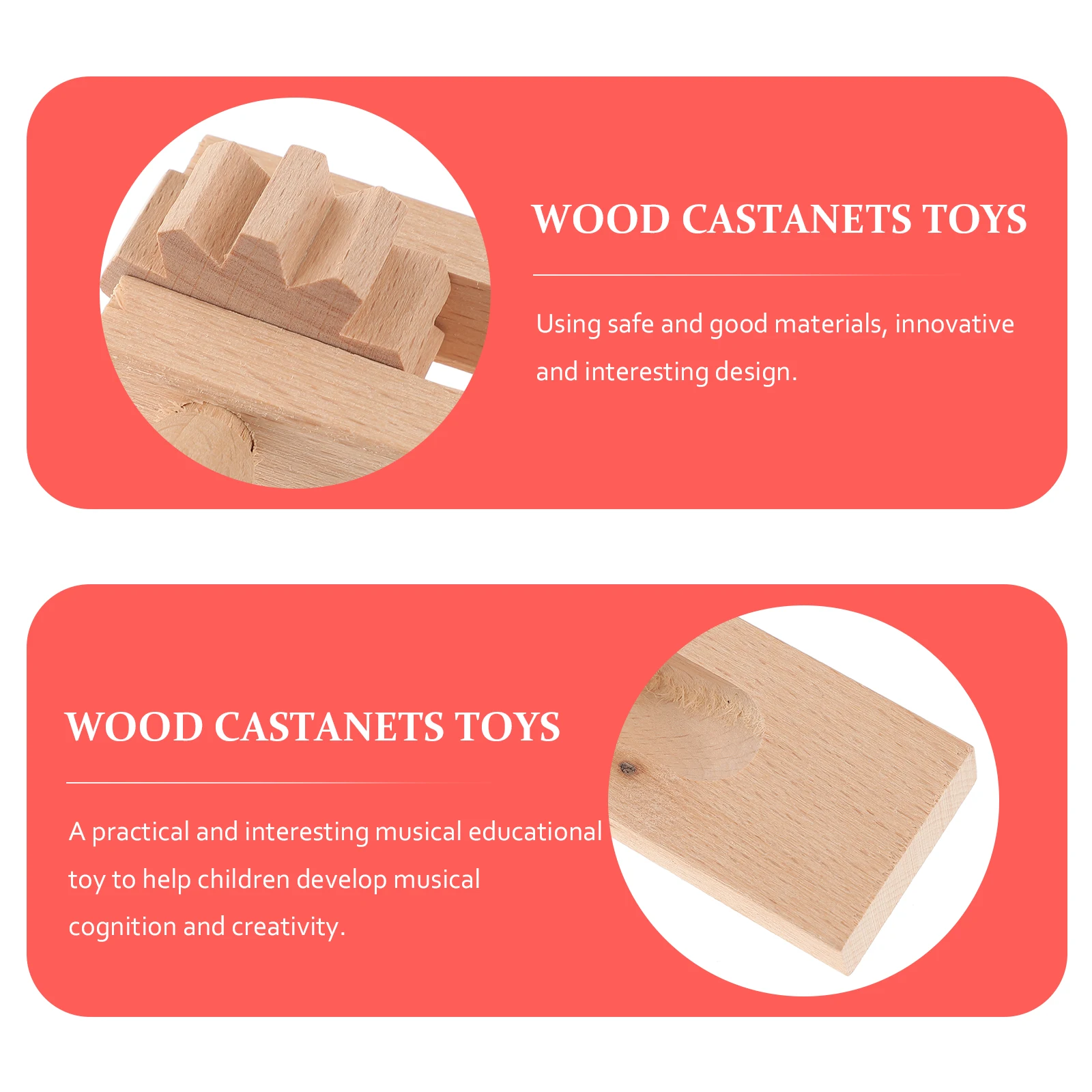 

4Pcs Manual Rotary Castanets Wood Noise Makers Educational Musical Instrument Noise Maker Early Education Tools