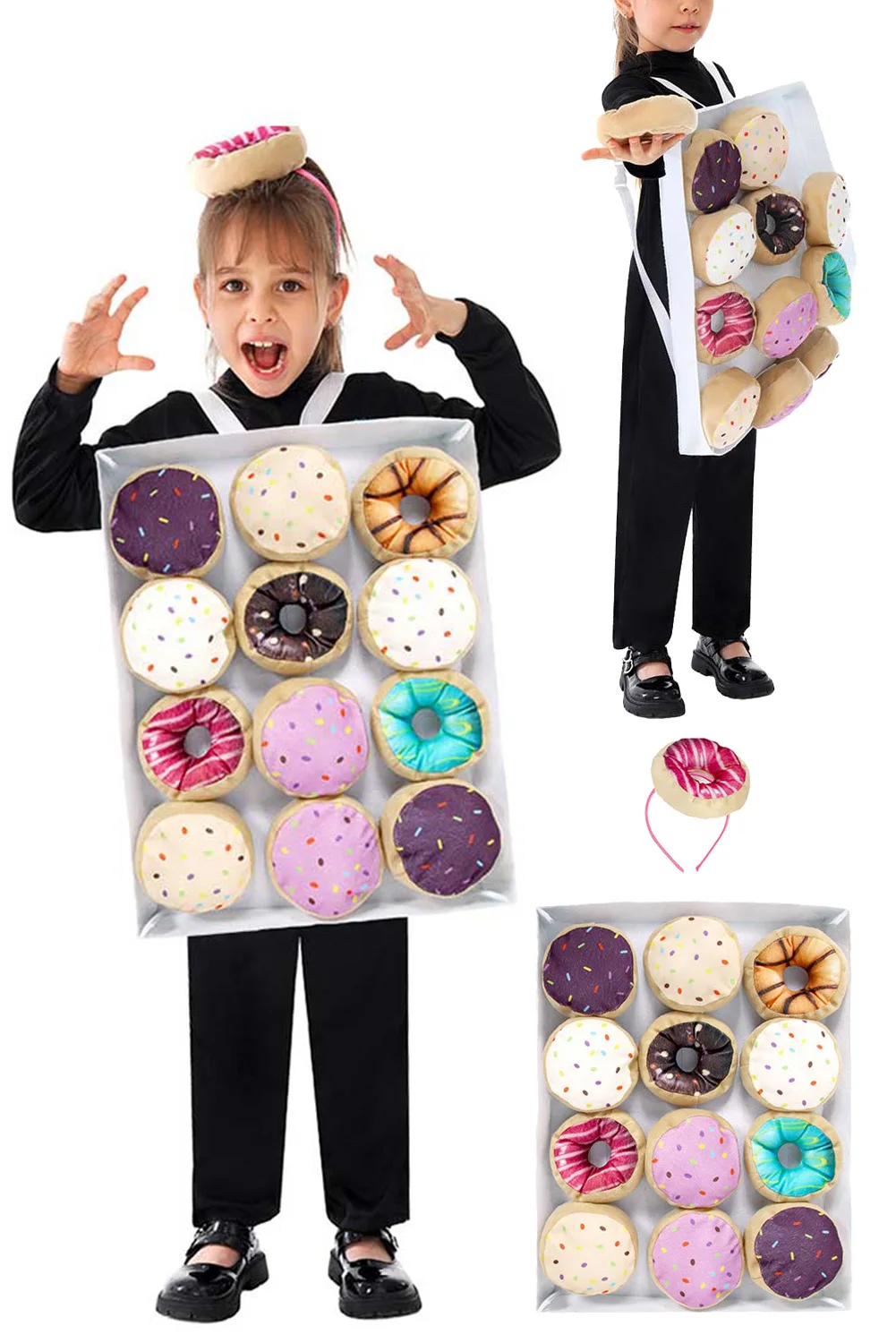 Fancy Cute Food Donuts Cosplay For Girls Boys Fantasy Christmas Stage Performance Costume Disguise Teen Roleplay Fantasia Prop