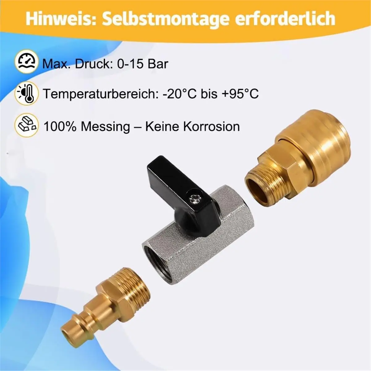 ABNH Compressed Air Stopcock, G1/4 Inch Compressed Air Quick Release Coupling, 1/4 Inch Brass Compressed Air Filling Valve