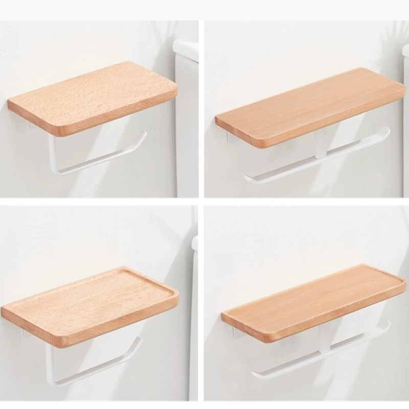 

Metal Solid Wood Tissue Wall Napkin Paper Roll Wall Hanging Tissue Storage Rack