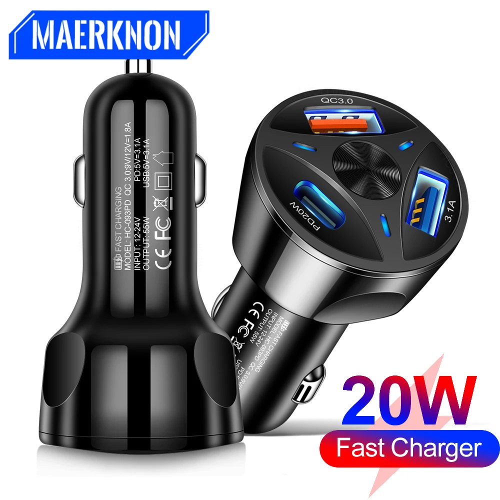 Car Charger USB Type C Fast Charging QC 3.0 For Xiaomi Note 11 iPhone 13 Samung S22 Huawei Quick Charge 3.0 Mobile Phone Adapter