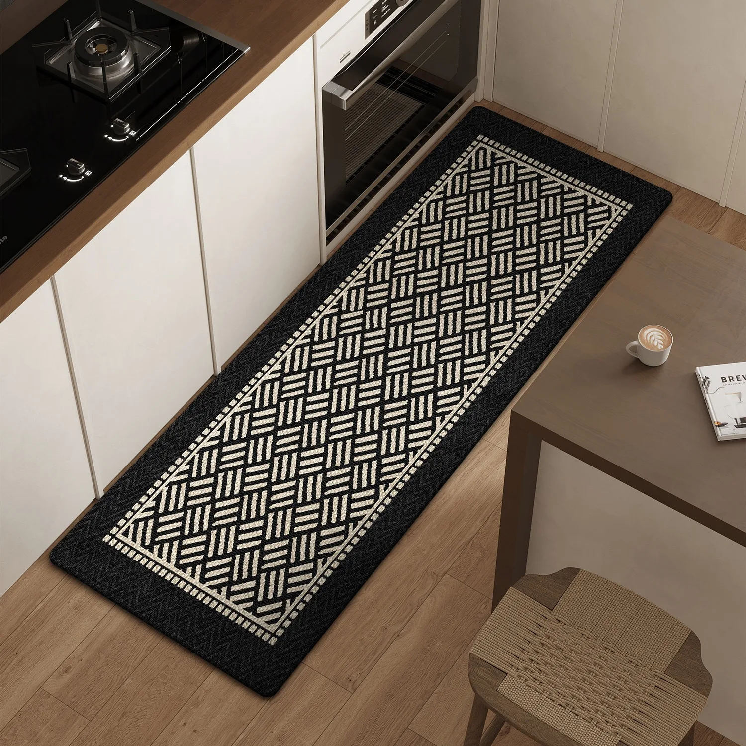 

Кухонный напольный коврик, длинный ковер, нескользящий ковер, бежевая текстура, украшение для дома, противоскользящие коврики для ног, износостойкие 양 Wellness자 Alfombra Cocina