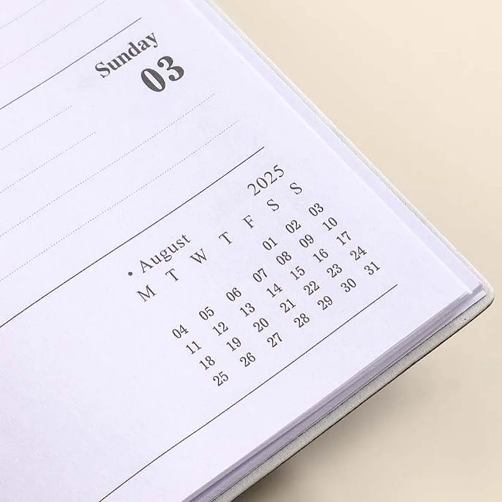 Solid Color 2025 Planner Notebook Time Organizer Daily Planner Reminder A6 Planner Notepad Efficiency PU Textured
