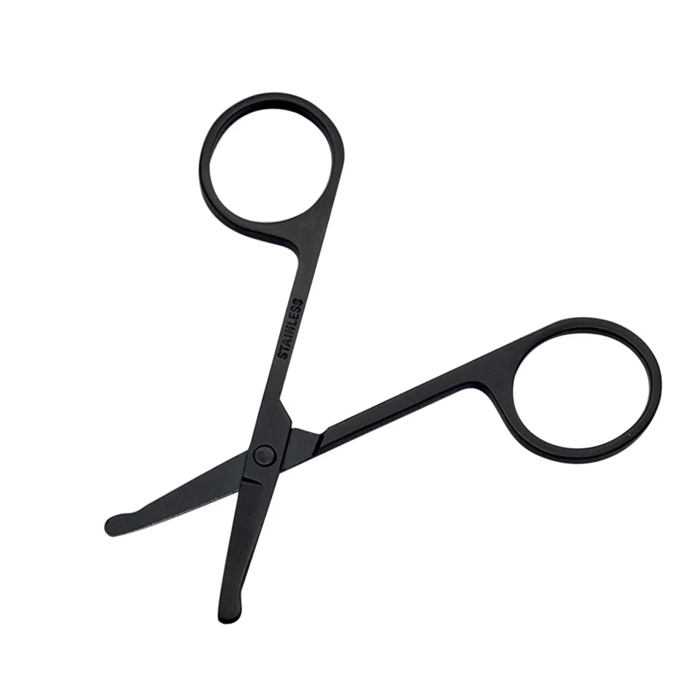 1 قطعة الفولاذ المقاوم للصدأ Vibrissa مقص شفرات دقيقة حواف مستديرة آمنة التشذيب مقص Vibrissa الأسود #6