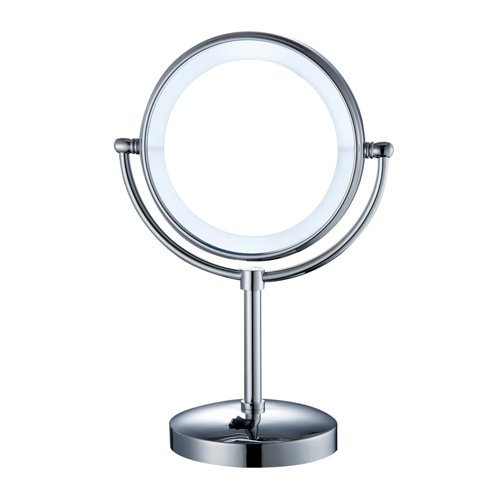 

360°Rotation Double Sided Standing Desk Mirror 1X-3X Magnifying Lighted Makeup Mirror