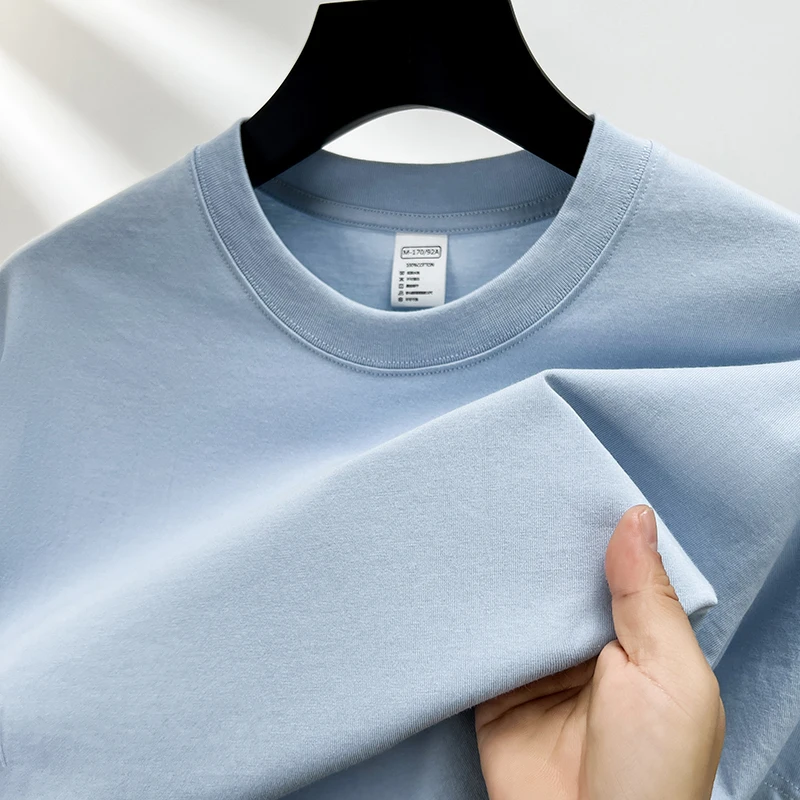 Fortschritt liches 100% Baumwolle bequemes und modisches kurz ärmel iges Herren-T-Shirt 2024 Sommer neues einfarbiges lässiges atmungsaktives Oberteil