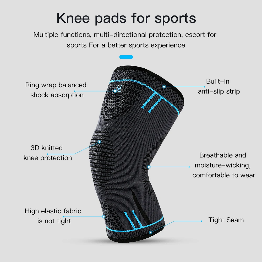 1 Pcs Compression Knee Support Sleeve Elastic Breathable Knee Pads Brace Springs Gym Sports Protector Basketball Volleyball Run 2
