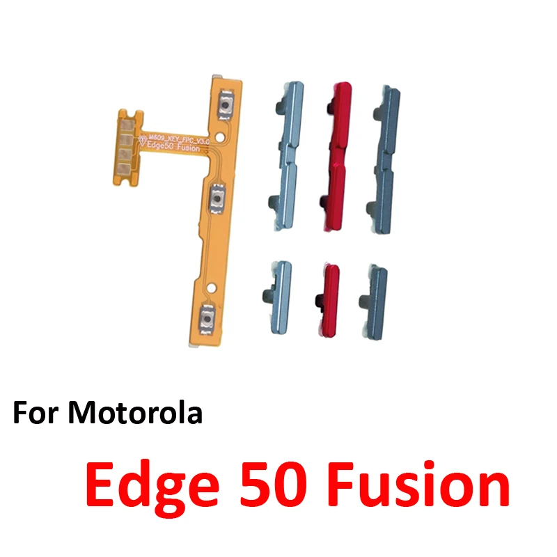 Phone Power Volume Button For Motorola Moto Edge 50 Fusion New On Off Up Down Key Internal Flex Cable Repair Parts Blue image 5