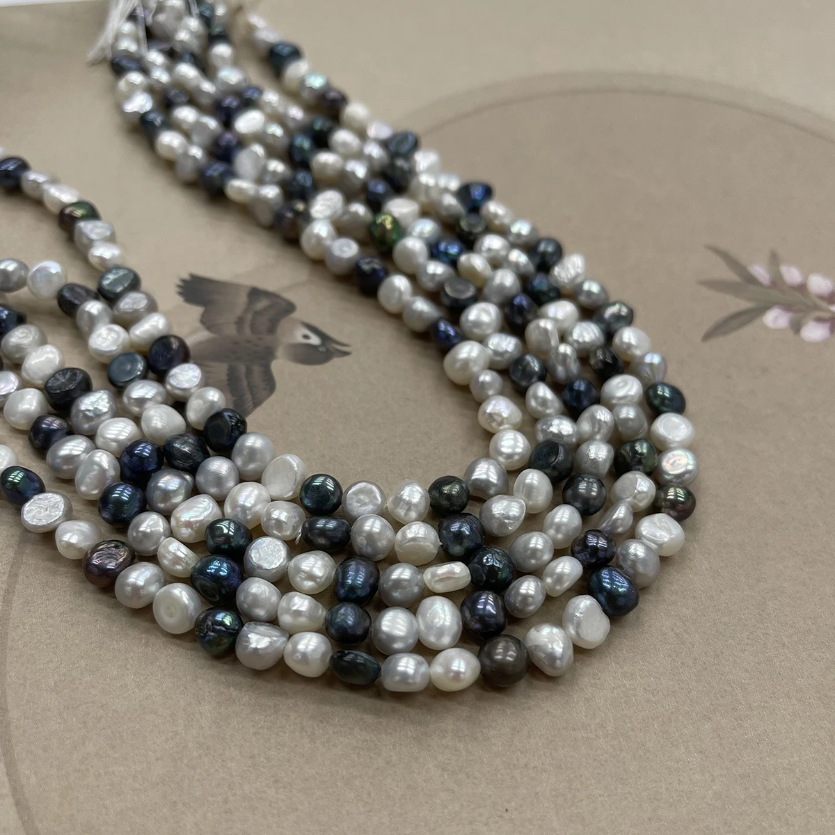 6-7mm Natural Freshwater Pearl Beads Two Sided Light Pearl Loose Spacer Beaded for Making DIY Jewelry Necklace Bracelet 36cm