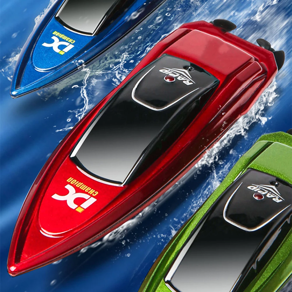 2.4G Mini RC Boat Speedboat Summer Swimming High Speed Rowing Submarine Toys Dual Motor Electric Racing Boat Water Pool Toys