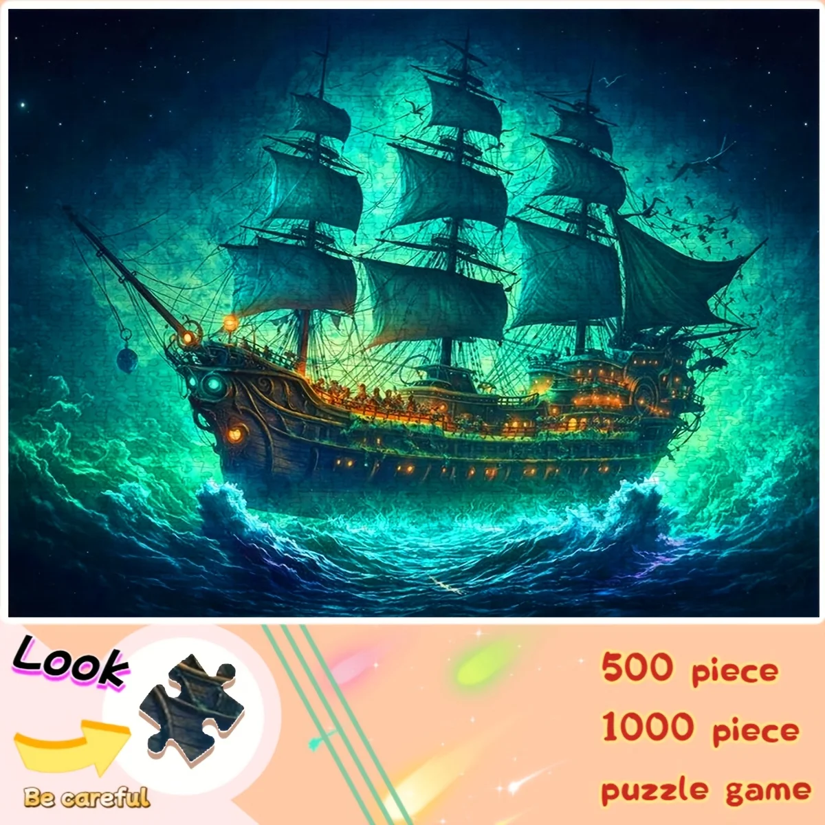 

Jigsaw Puzzles 1000 Pieces for Adults Vintage Pirate Ship Home Decor Adults Puzzle Games Family Educational Toys for Kids