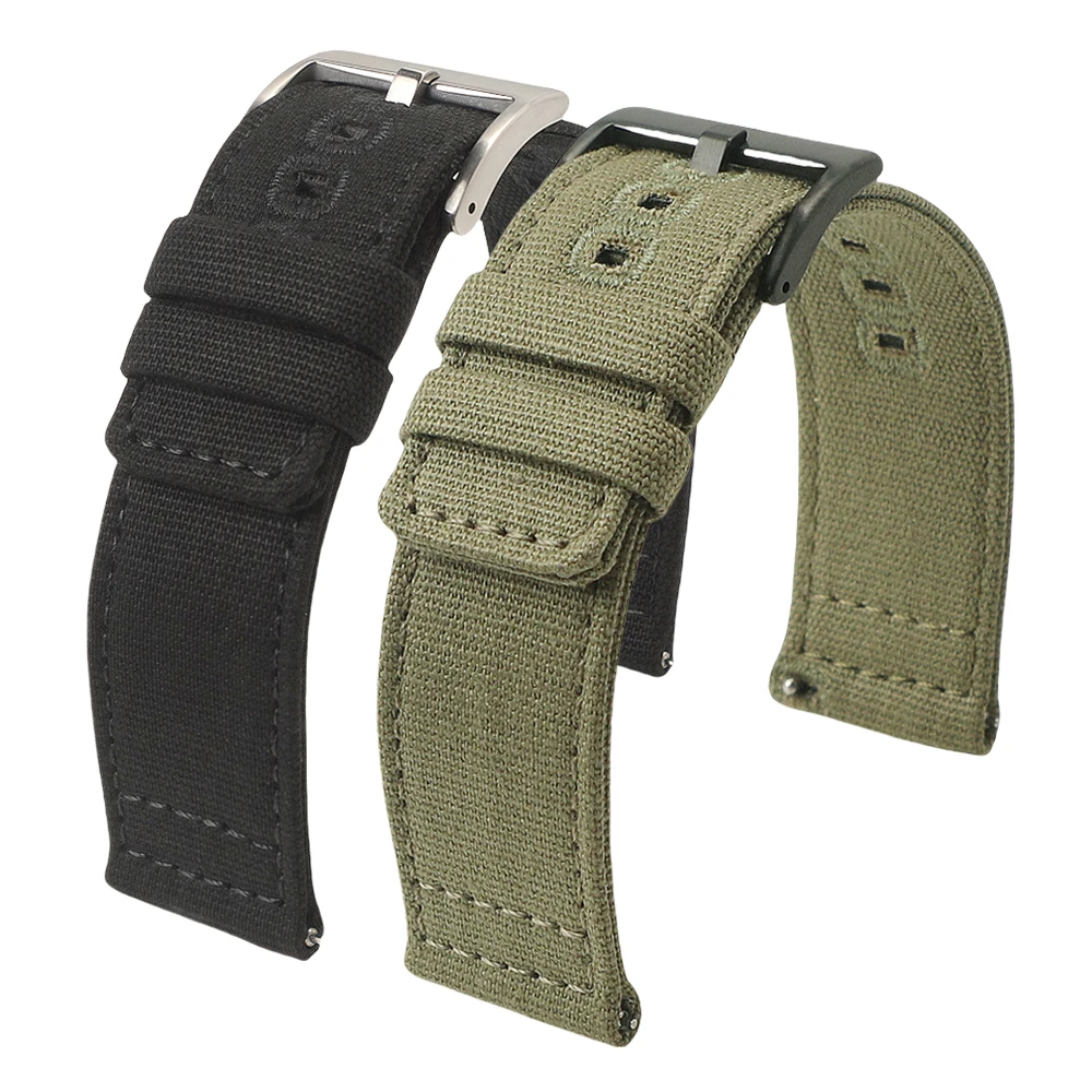 Quick Release Nylon Canvas Watch Strap 18mm 19mm 20mm 22mm Bracelet Brushed Buckle Watchbands for Smartwatch Aaccessories
