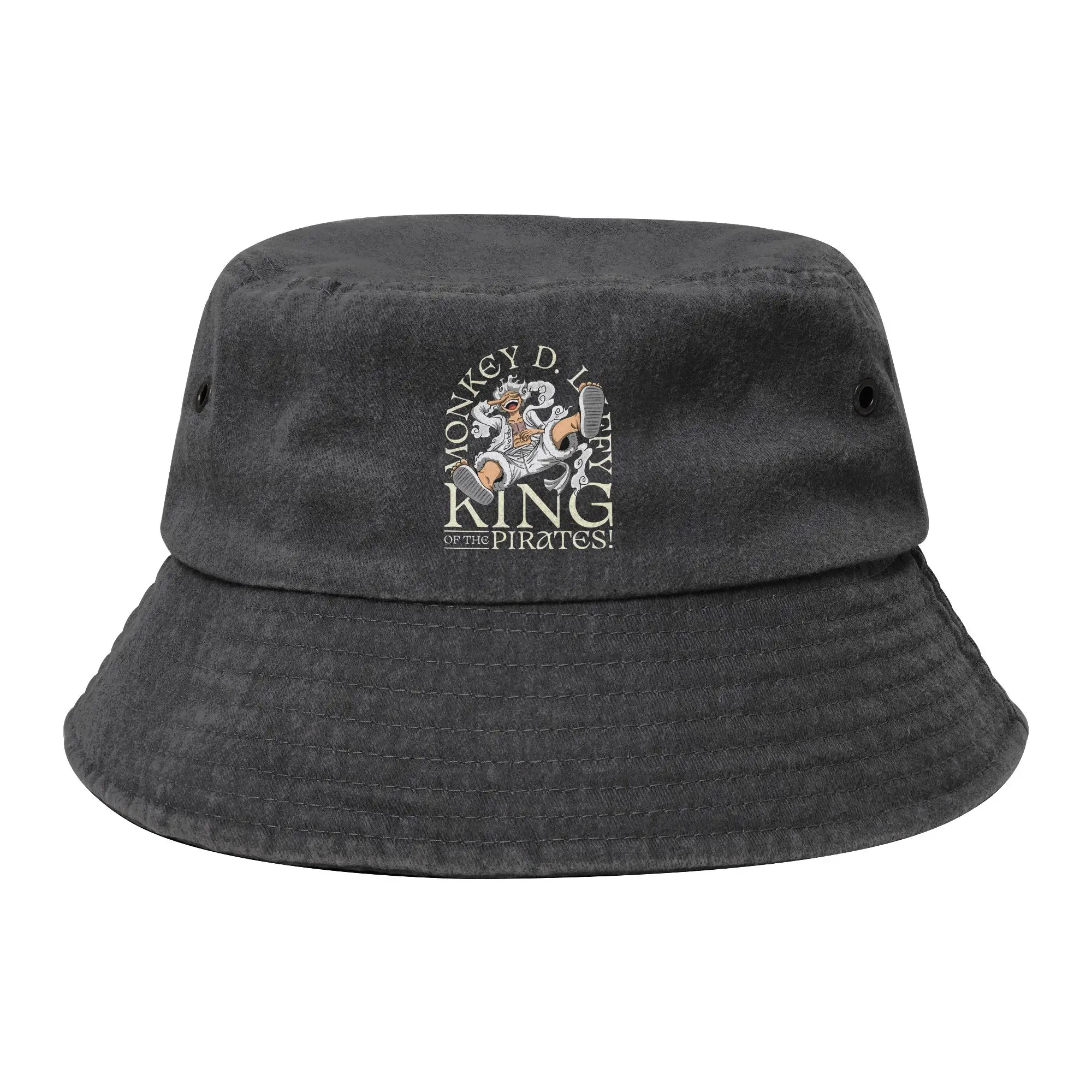 Beach Anime Monkey Luffyy Gear Bucket Hats Teen Distressed Washed Sun Hat One Piece Bob Hat Fishing Fisherman Hat