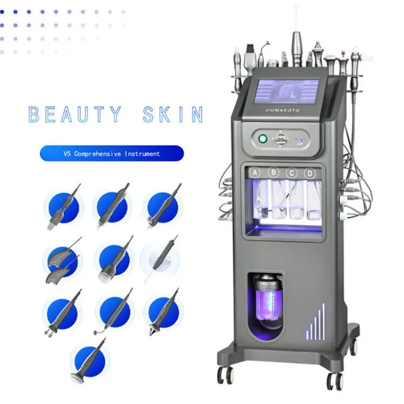 Nieuwe 10-in-1 Hydro Dermabrasie Machine Hydra Zuurstof Facial Mee-eter Verwijderen Aqua Facial Diepe Reiniging Water Peeling Machine