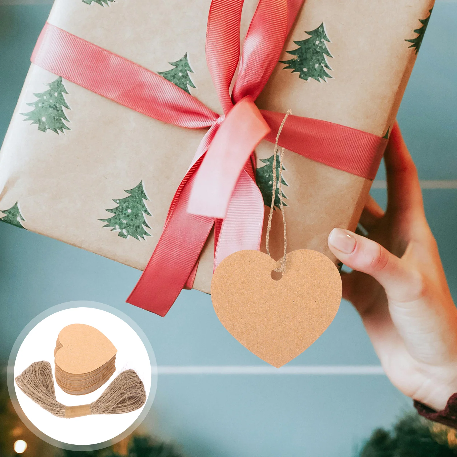 

Gift Tags Heart Hanging Luggage Labels Handmade Design Decoration Craft Brown Decorative Shape Miss