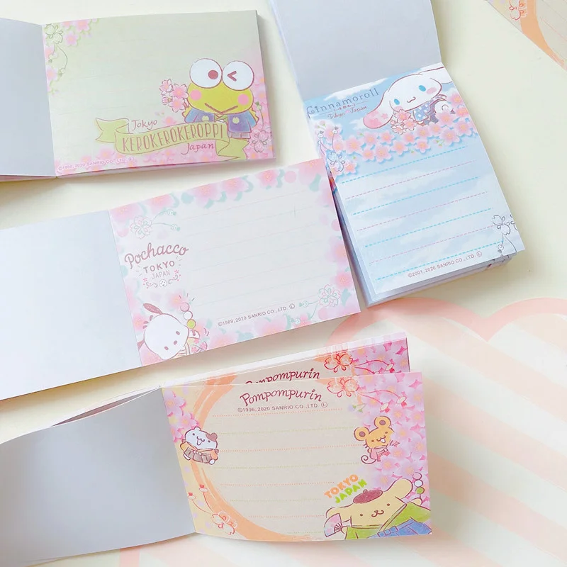 Imagem -03 - Sanrio Melody Kitty Cinnamoroll Memo Pad Sticky Notes Etiqueta de Papelaria Notepad Planner Sticker Post Material Escolar 24 Pcs por Lote