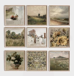 Vintage Country Farmhouse Still Life Prairie Wildflower Sunflower Artwork Poster Canvas Paintings Wall Art Pictures Home Decor