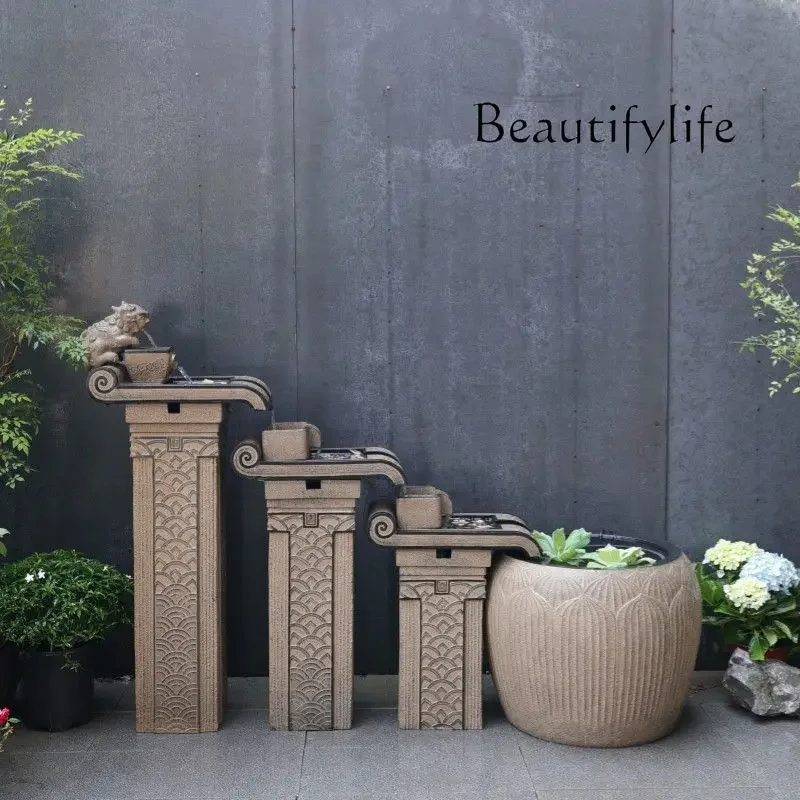 qw Creative Chinese-style flowing water  balcony garden courtyard fish pond landscaping club, lucky fish tank, water circulation